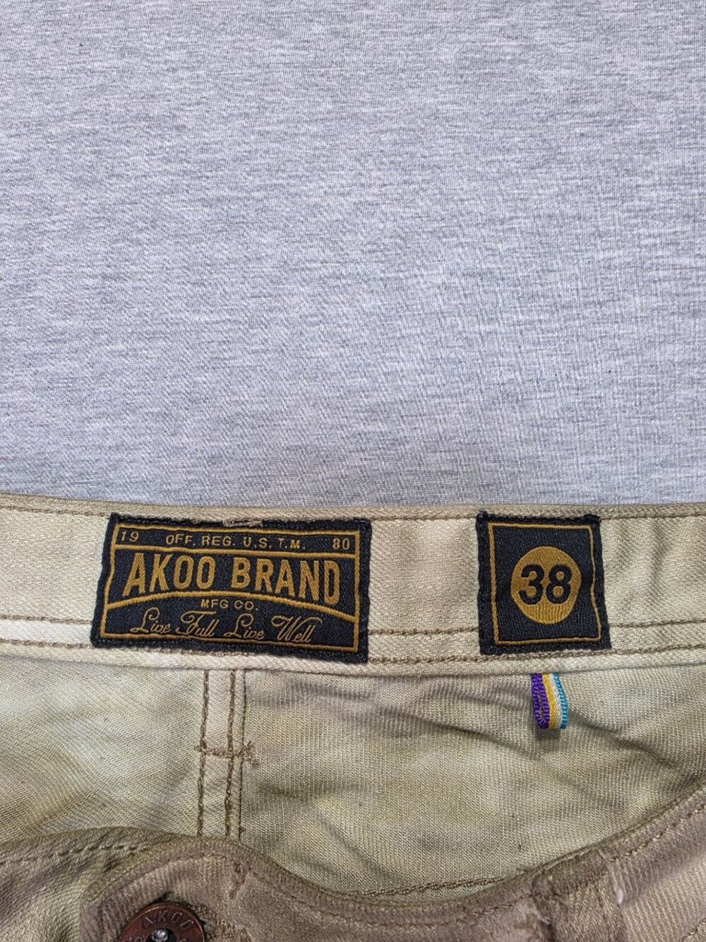 AKOO Brand Denim Vest & Jeans Set Khaki Distressed Vest 3XL / Jeans 38 - Picture 8 of 10